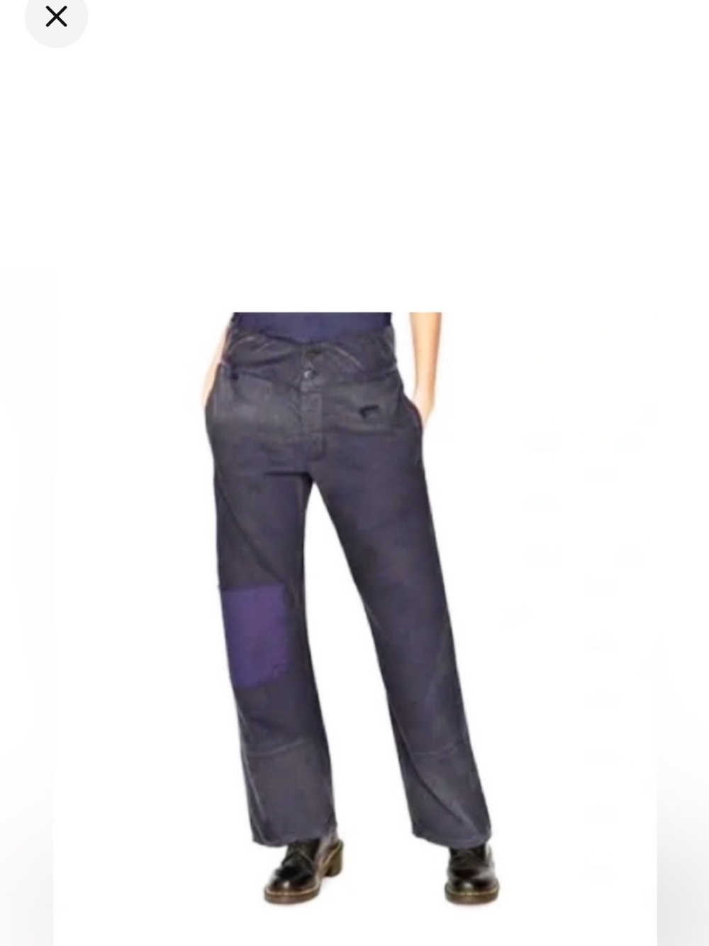 Straight Leg Patch-Detail Pants in Dark Navy